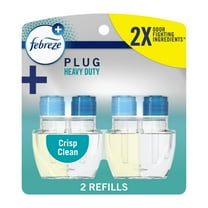 Febreze Plug In Air Freshener, Odor-Fighting Scented Oil Refill, Heavy Duty Crisp Clean, 2 Refills