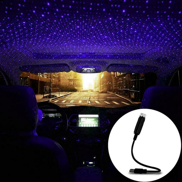 Luz ambiental para coche, luz de decoración Interior de techo modificado con USB estrellado para coche, proyector de techo de cielo estrellado, lámpara de ambiente de instalación gratuita Sincero Hogar