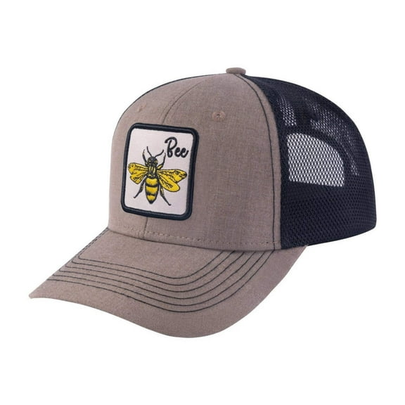 Unisex Embroidered The Bee, 6-Panel Trucker Hat, Light Brown/Black, Adjustable Fit