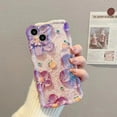 thumbnail image 2 of for iPhone 11 Case, Colorful Retro Oil Painting Printed Flower Phone Case for Girls Women, TPU Cute Curly Wave Edge Durable Protective Phone Cover for iPhone 11, Purple Flower, 2 of 14