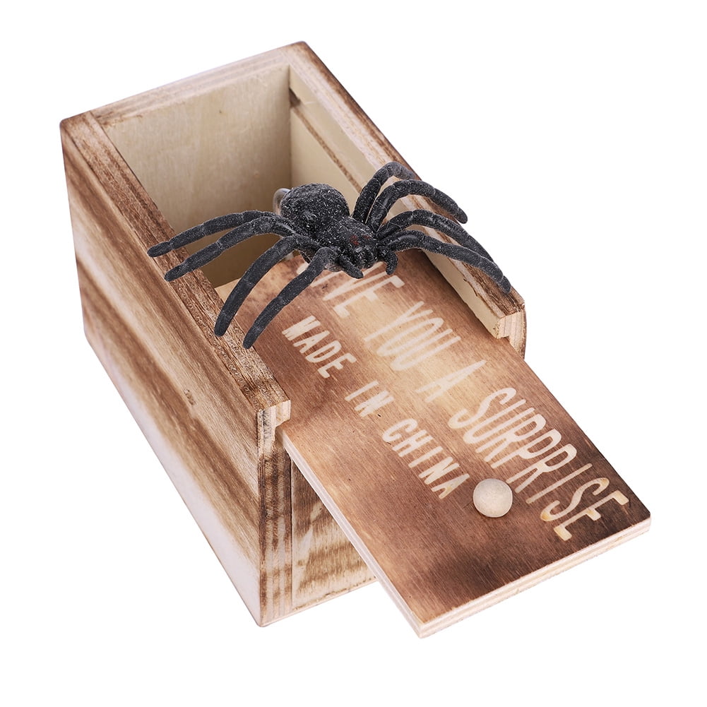 Wooden Scarebox Joke Hilarious Scare Box Spider Prank 