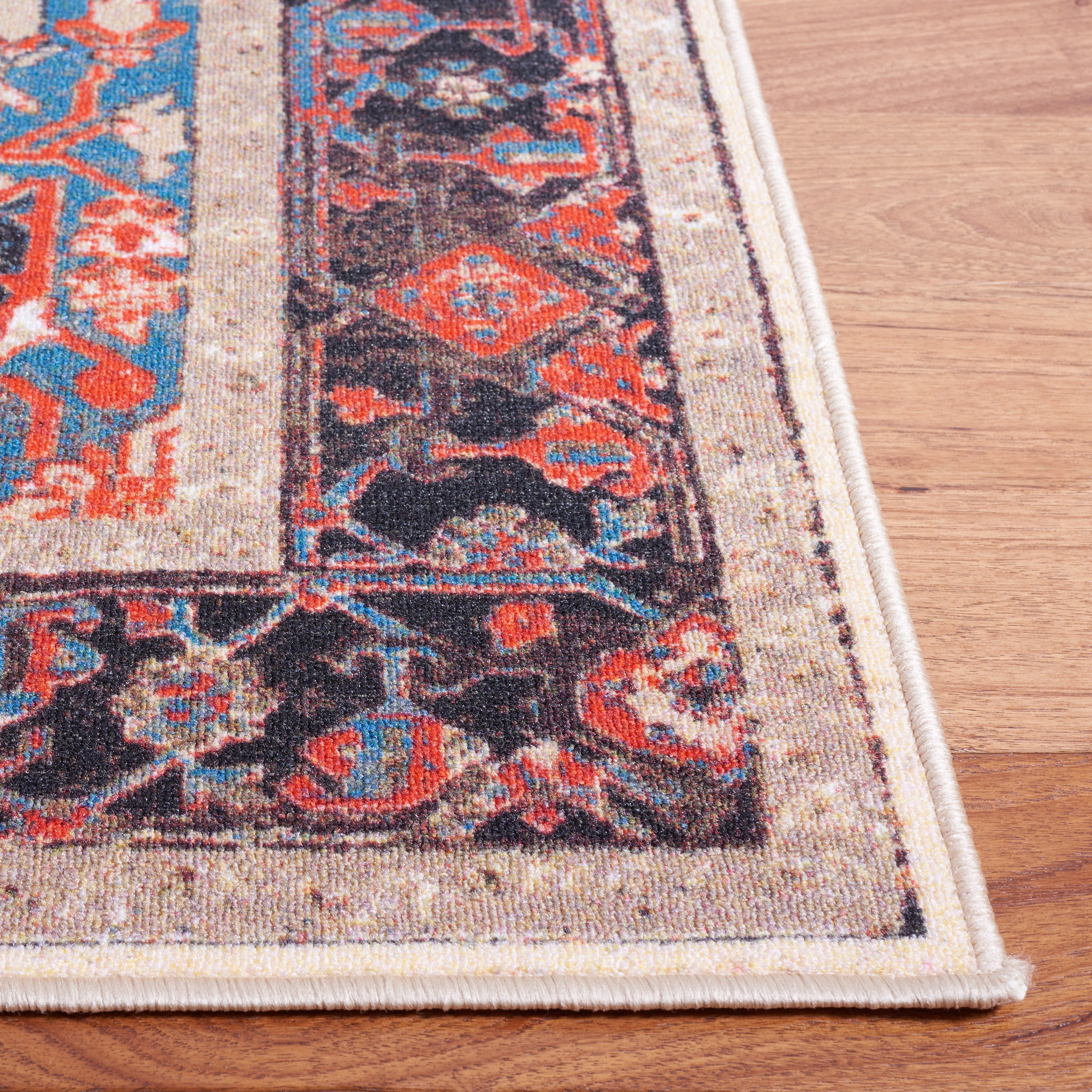 SAFAVIEH Journey Casey Oriental Machine Washable Area Rug, Ivory/Red, 4'4" x 6'