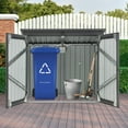 thumbnail image 5 of Roninkier Stainless Galvanized Outdoor Garbage Bin Shed Stores 2 Trash Cans for Garden, Black, 5 of 10