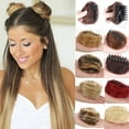 thumbnail image 2 of 2Pcs Mini Claw Clip in Messy Bun Chignon Synthetic Hair Cat Ears Bun Extensions Wig Accessory Ponytail Updo Hair Pieces, 2 of 5