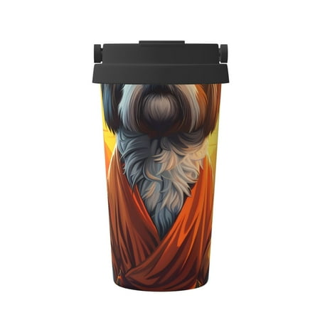 

Qekee Cartoon Puppy Sunset Print Insulated Coffee Mug Coffee Tumbler Cup Thermos Mug Water Bottle with Handle & Flip