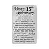 Tanwih Happy 15th Wedding Anniversary Card for Men, 15 Year Anniversary Gifts for Men, Metal Wallet Insert