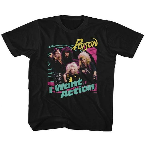 Poison Bright Action Black Youth T-Shirt L (14-16)