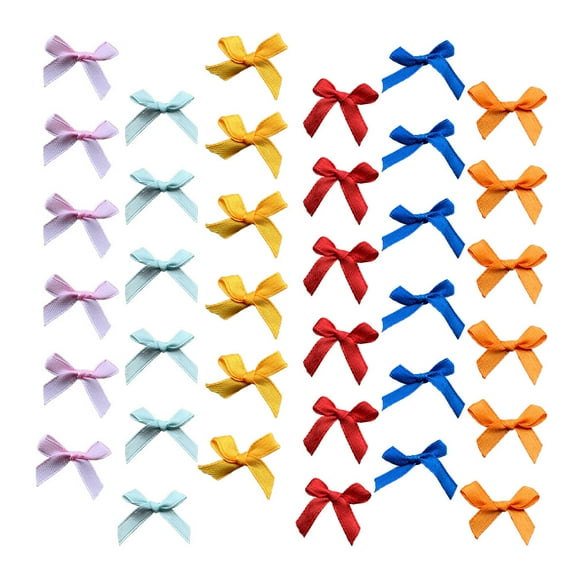 PENIKOKO 200Pcs Mini Present Bows Assorted Color Polyester Silk Bow Tie Decoration