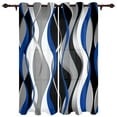 thumbnail image 3 of 2 Panels Geometry Abstract Line Blue Black Curtains for Bedroom Living Room Drapes Kitchen Kid's Room Window Curtain Modern Home Decor, 3 of 7