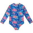 thumbnail image 4 of Hicidod Girls One Piece Swimsuits Long Sleeve Swimwear Upf50+ Kids Floral Printed Zipper Sun Protection Surfing Bathing Suits Sizes 4-12Y, 4 of 9