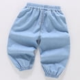thumbnail image 5 of Landzoo Toddler Girls Trousers Floral Print Elastic Waist With Pockets Summer Breathable Pants Size 3-4 Years Light blue, 5 of 5