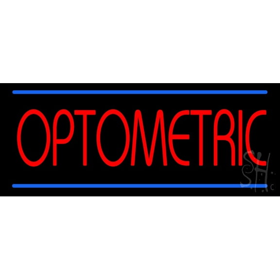Red Optometric Blue Lines LED Neon Sign 10 x 24 - inches, Black Square Cut Acrylic Backing, with Dimmer - Bright and Premium built indoor LED Neon Sign for Defence Force.