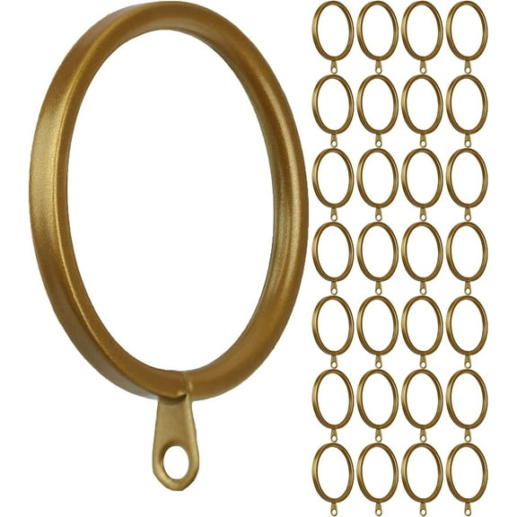 MERIVILLE 28 pcs Gold 2-Inch Inner Diameter Metal Flat Curtain Rings with Eyelets