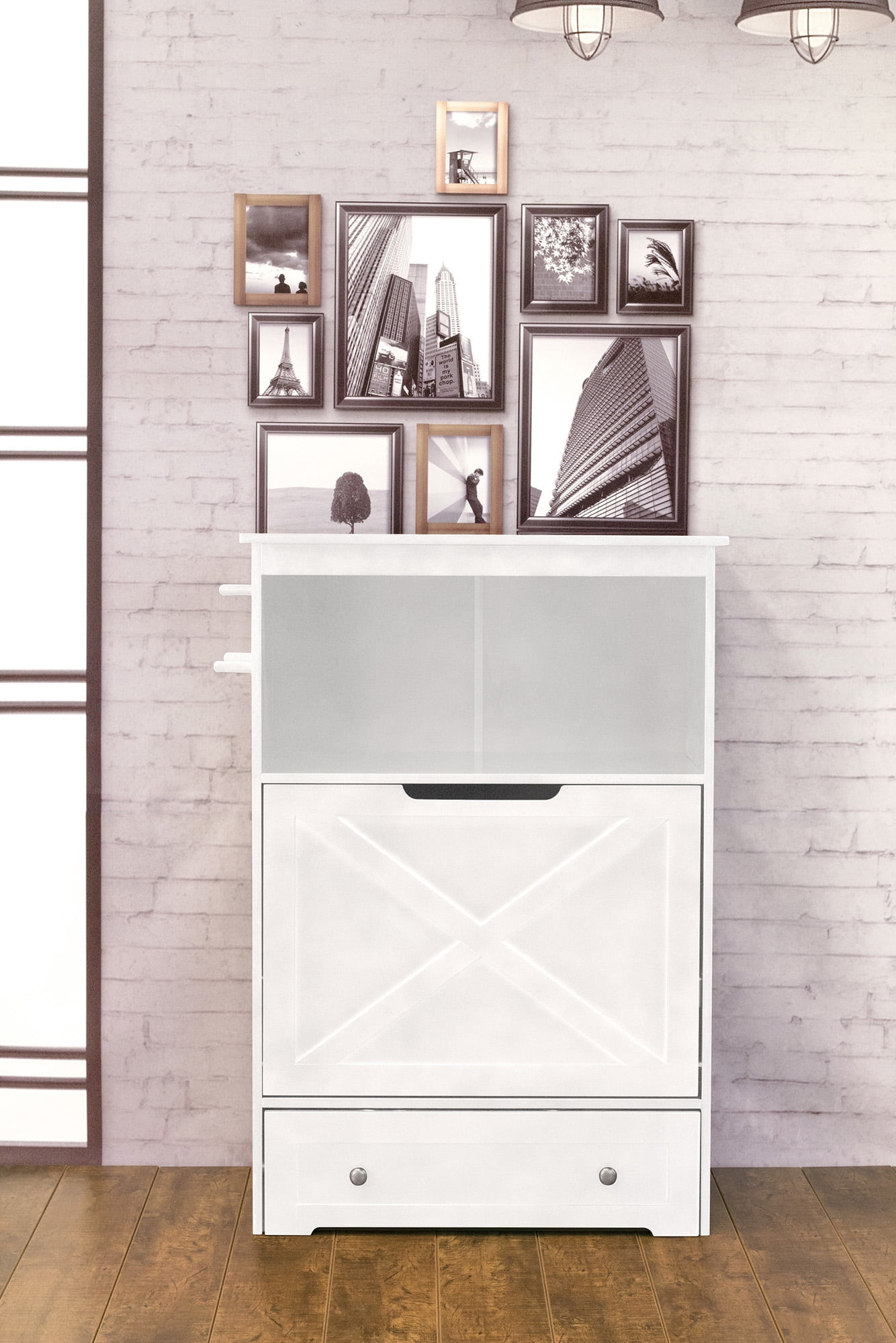 Contemporary Home Living 35" White Durable Windsor Pet Feeder