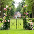 thumbnail image 3 of Garden Arch Arbor Trellis for Climbing Plants with Gate, Garden Arch Outdoor Wedding Arch, for Wedding Ceremony Party Plant Climbing Rose Vines Lawn Courtyard Patio Black, 7.15ft, 3 of 12