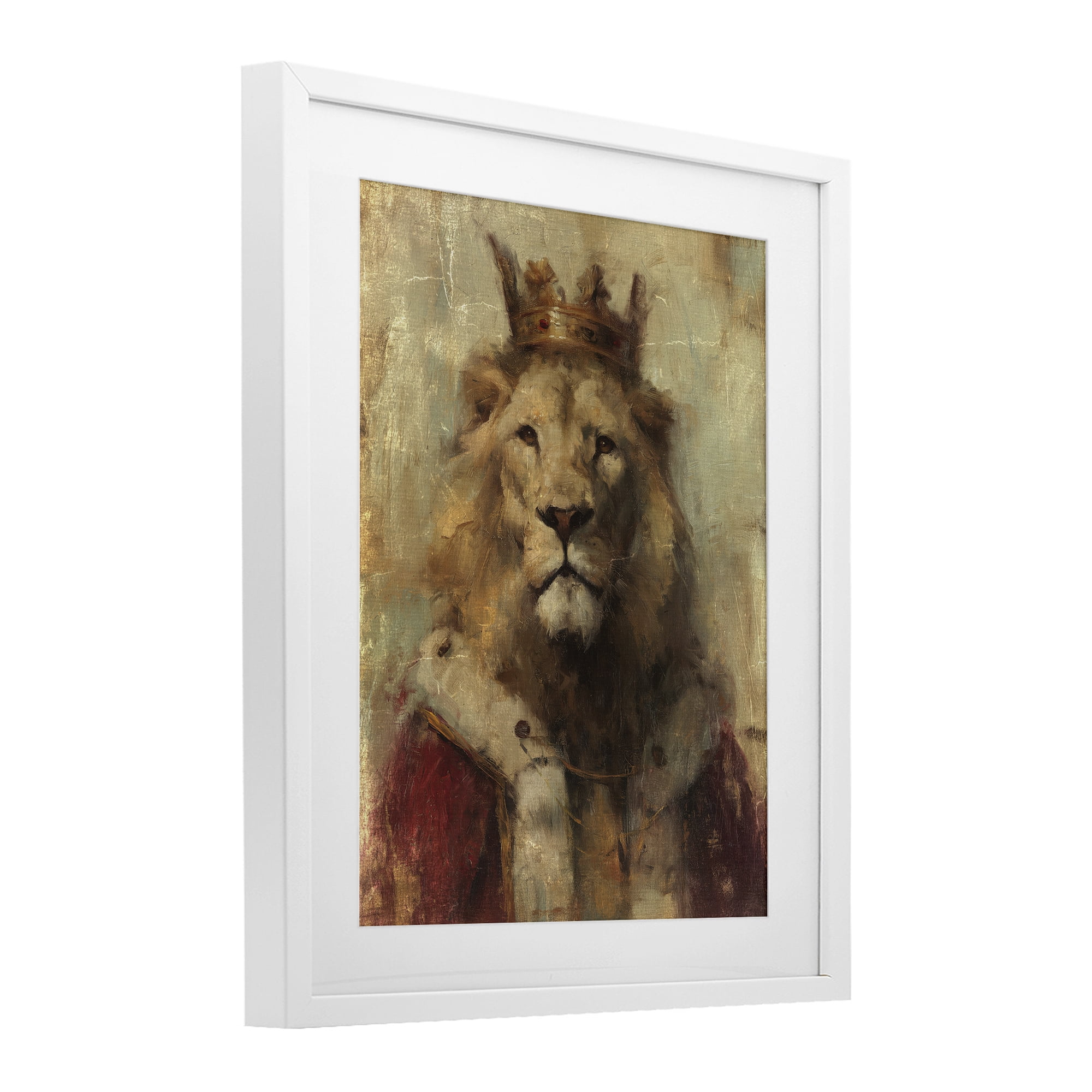 Stupell Industries Regal Lion Sovereign White Framed Print Under Glass, design by Svetlana Aleynikova