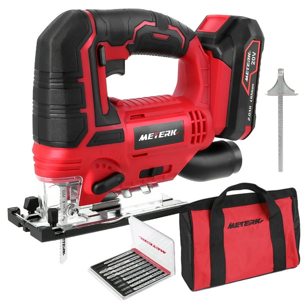 Meterk Lcj777 1 20v Cordless Jig Saw With Led 4 Orbital Variable Speed 45 Bevel Angle 10pcs Blades Scale Ruler Tool Free Blade Walmart Com Walmart Com