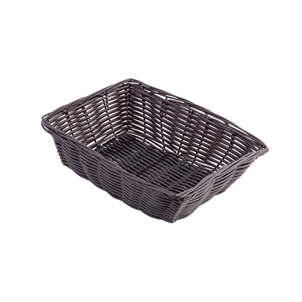 Handwoven Rectangular Basket, Black, 9 x 6 x 2.5"