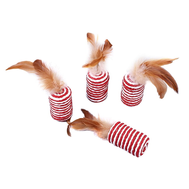 Juguete rodante para gatos, juguete de plumas para gatos, juguete interactivo con plumas para gatos, instalación sin esfuerzo Jadeshay A