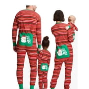 Aunavey Christmas Family Matching Sleepwear Santa Claus Stripe Button Flap Jumpsuit for Adults Kids