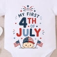 thumbnail image 4 of Duqingm 4th of July Baby Outfit Boy Girl My First Fourth of July Bubble Romper Oversized Onesie Toddler USA Clothes Baby Boy Short Sleeve Romper White,0-3 Months, 4 of 4