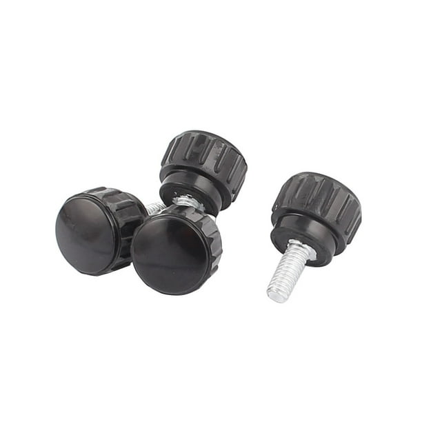 M4 x 10mm Male Thread Round Head Black Knurled Grip Knob 4 Pcs