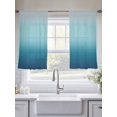 thumbnail image 6 of Navy Blue Ombre Semi Sheer Curtains 45 Inch Length 2 Panels Set, Teal White Gradient Modern Abstract Art Sheer Kitchen Curtain Privacy Voile Window Curtain for Living Room Bedroom Rod Pocket Drapes, 6 of 7