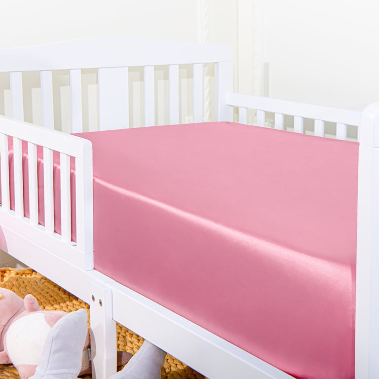 NT Bay Silk Satin Fitted Crib Sheets, 2-Pack, Pink photo 1