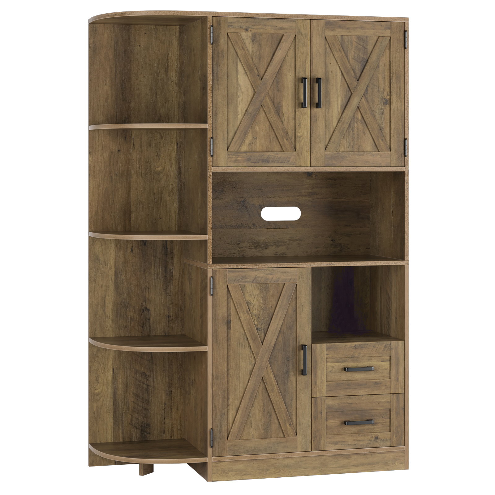 Homfa 60" Large Kitchen Pantry Buffet, Freestanding Storage Cabinet with Adjustable Shelves for Dining Room, Rustic Brown