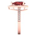 thumbnail image 3 of 2.36 ct Pear Cut Natural Garnet with Simulated Diamond Halo Accents 14K Rose Gold Womens Engagement Ring, 3 of 5