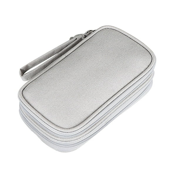 Electronics Organizer Portable Travel Cable Organizer Bag Double Layer Case Grey