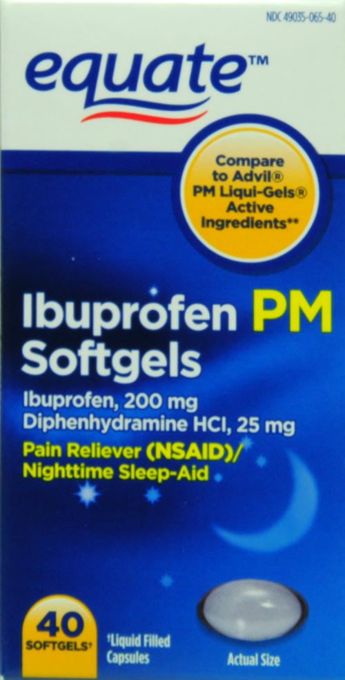 Equate Ibuprofen PM Softgels, 200 mg, 40 Count
