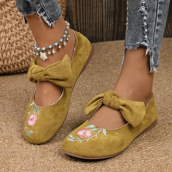 YOUYEDIAN Mary Jane Shoes Women Slip on Dressy Flats Shoes for Women 2026 New Comfort Non-Slip Flats for School Formal Walking (Ginger)