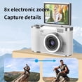 thumbnail image 4 of 4K CCD 8X Digital Zoom Camera for Student 48MP Compact Digital Photography Camera 180 Flip Screen Selfile Camera Pink, 4 of 8
