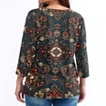 thumbnail image 3 of Women's V Neck 3/4 Sleeve Tunic Tops for Leggings Casual Dressy T-Shirts Blouses Dark Blue S, 3 of 4