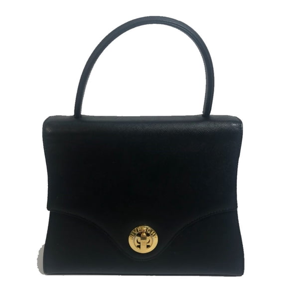 Pre-Owned GIVENCHY Vintage 2-Way Leather Shoulder Bag/Handbag, Unisex, Black (Fair)