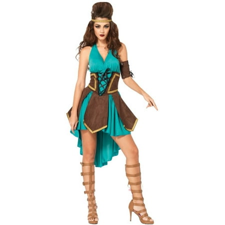Green and Brown Celtic Warrior Women Adult Halloween Costume -