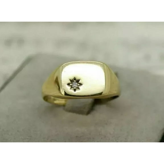 0.40Ct Round Cut Lab Created Diamond Men's Pinky Ring 14K Yellow Gold Plated