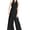 black, variant on Womens Black Belted Sleeveless Halter Evening Tunic Wide Leg Jumpsuit XL