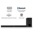 thumbnail image 2 of Hisense HS218 2.1 Channel Sound Bar with Wireless Subwoofer, 200W, Dolby Audio, Roku TV Ready, Bluetooth, HDMI ARC/Optical/AUX/USB (Model HS218) Black, 2 of 14