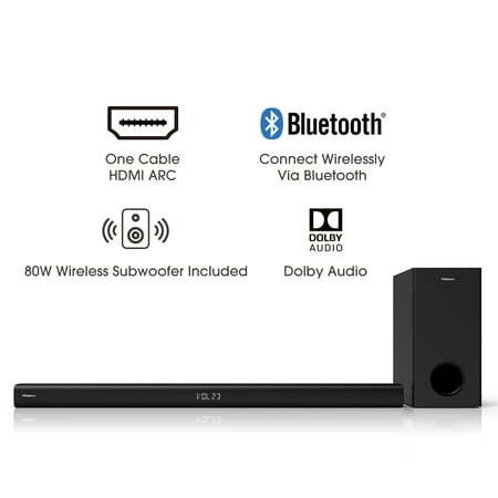 Hisense - 2.1-Channel Soundbar with Wireless Subwoofer - Black