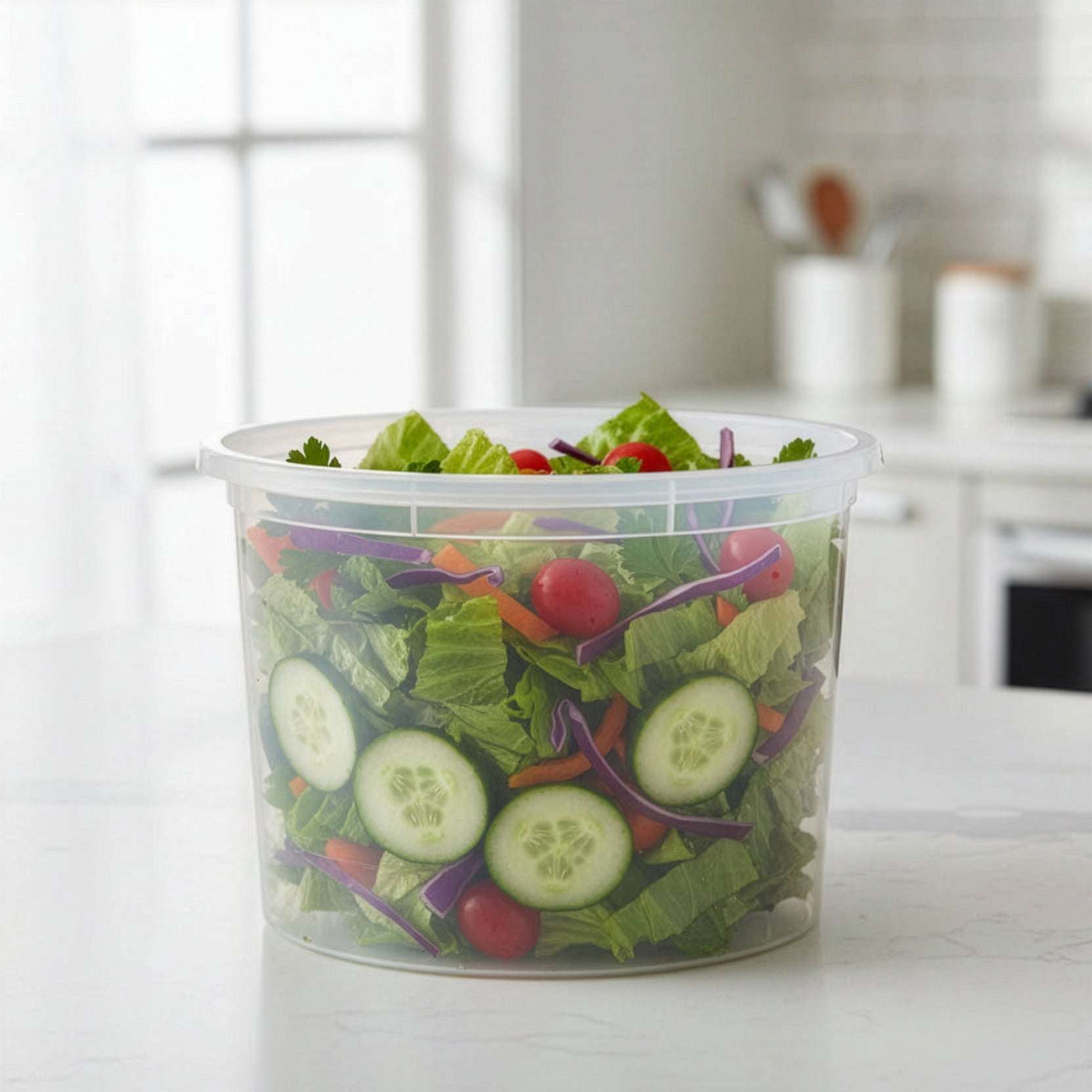 (4 pack) Mainstays 16 Piece 64 oz Plastic Deli Container, Designed to Help with Pantry Storage and Everyday Organization