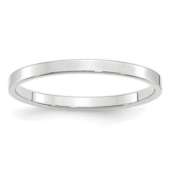 10k White Gold Solid Polished Lightweight 2mm Ltw Flat Band Size 5.5 Ring Ring for Women and Men