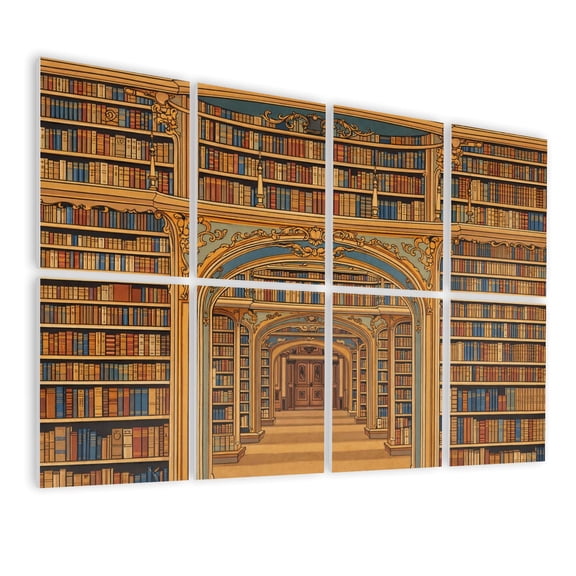 8 Pack Art Acoustic Panels Sound Absorbing Antique library History European Decorative Soundproof Wall Panels Self Adhesive for Nursery Game Room Bedroom 48"x32"