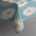 thumbnail image 3 of Teal Daisy Flower Golden Centers Pattern Rectangle Tablecloth 60"x84",Waterproof Polyester Rectangle Table Cloth, Wipeable Spillproof Polyester Tablecloth for Dining, Camping, Indoor and Outdoor, 3 of 5