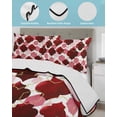 thumbnail image 3 of Full Size Quilt Bedding Set, Red Geometric Moroccan Reversible Summer Quilt 3 Pieces, Abstract Art Red Ombre Modern Lightweight Bedspreads Coverlets with 2 Pillow Shams for All Seasons, 3 of 5