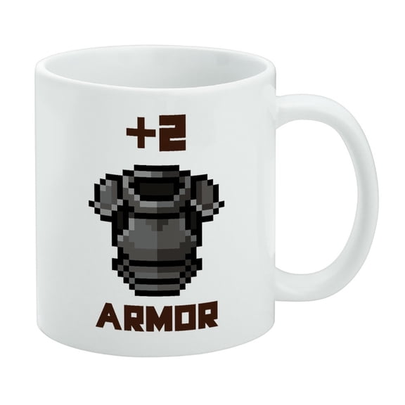 8-Bit Pixel Retro Plus Two Armor Gamer Game White Mug