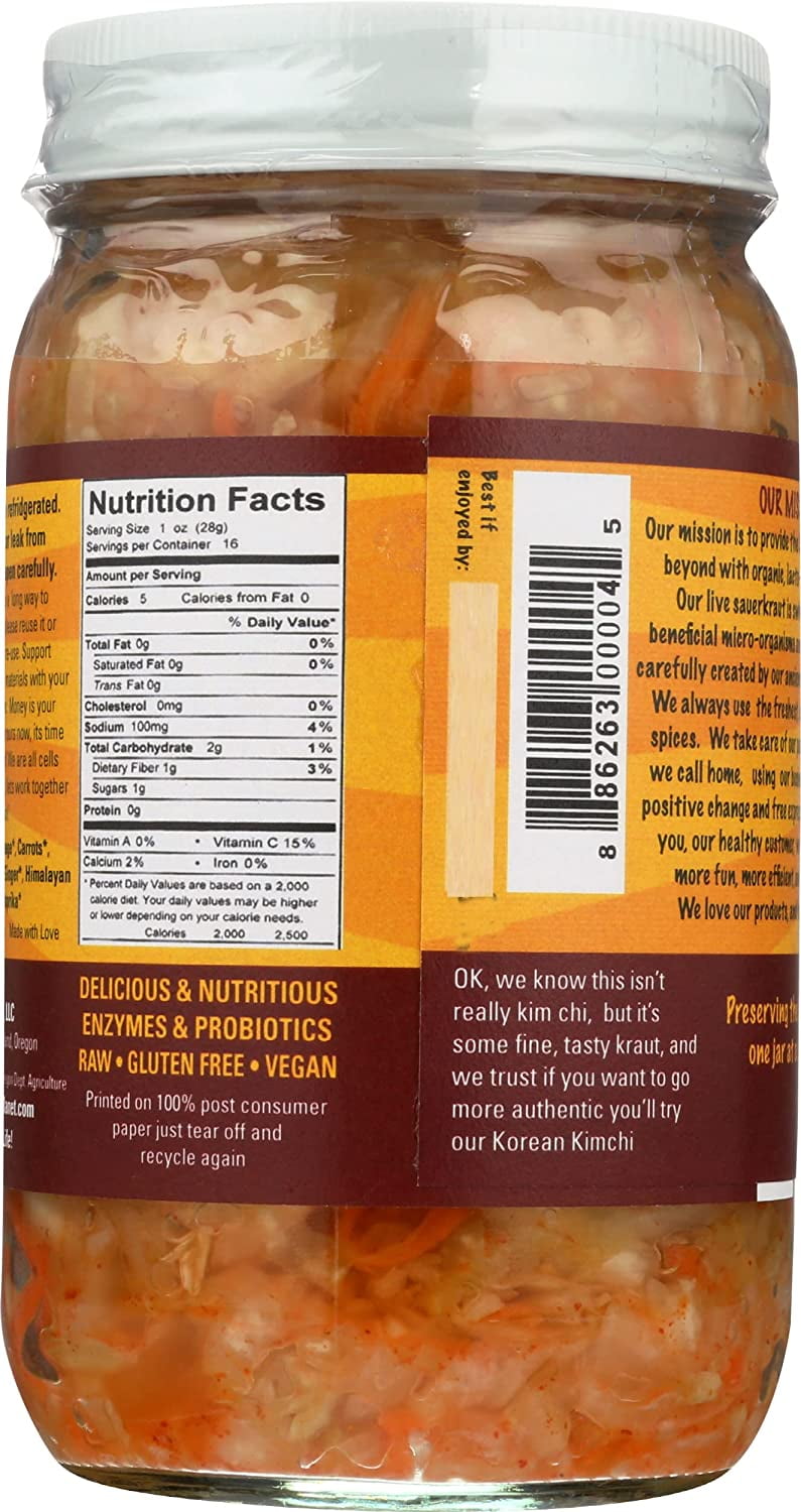 Pickled Planet Organic Raw Lil Kim Chee Sauerkraut, 16 Ounce -- 6 per case.
