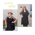 thumbnail image 4 of TIYOMI Plus Size Dress For Women 4X Basic Camo V Neck Short Sleeve Raglan Summer Elegant Casual Black Tie Waist Loose Fit Dress 4XL 24W 26W, 4 of 5