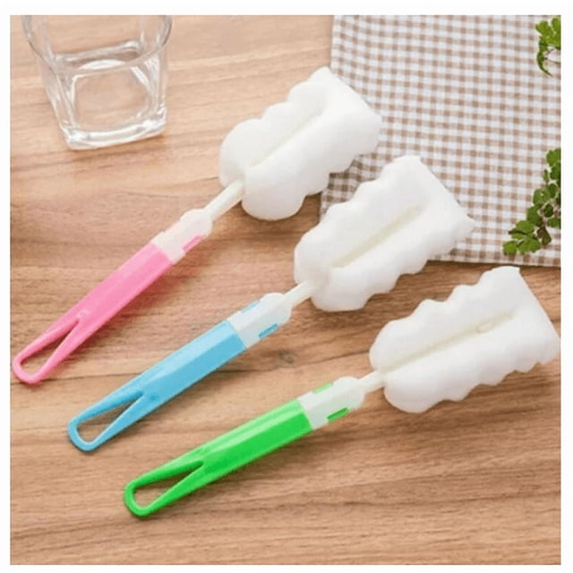 3 Pack Long Handle Sponge Bottle Brush Cleaner Set for Baby Bottles Mugs-3-